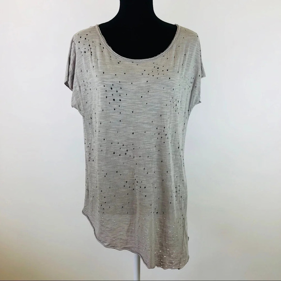 3/$25 Lush Holey Distressed Asymmetrical Top Small - Picture 1 of 6